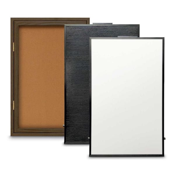 United Visual Products Corkboard, Single Door, Radius Frame, 36x36", White/Amethyst UV7002-WHITE-AMETHY